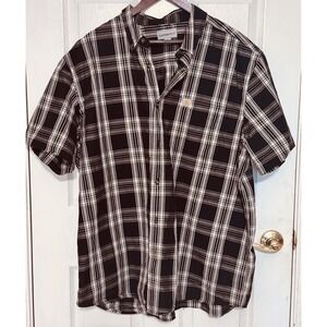 Carhartt Mens 2XL Relaxed Fit Plaid Short Sleeve Button Up Shirt Black